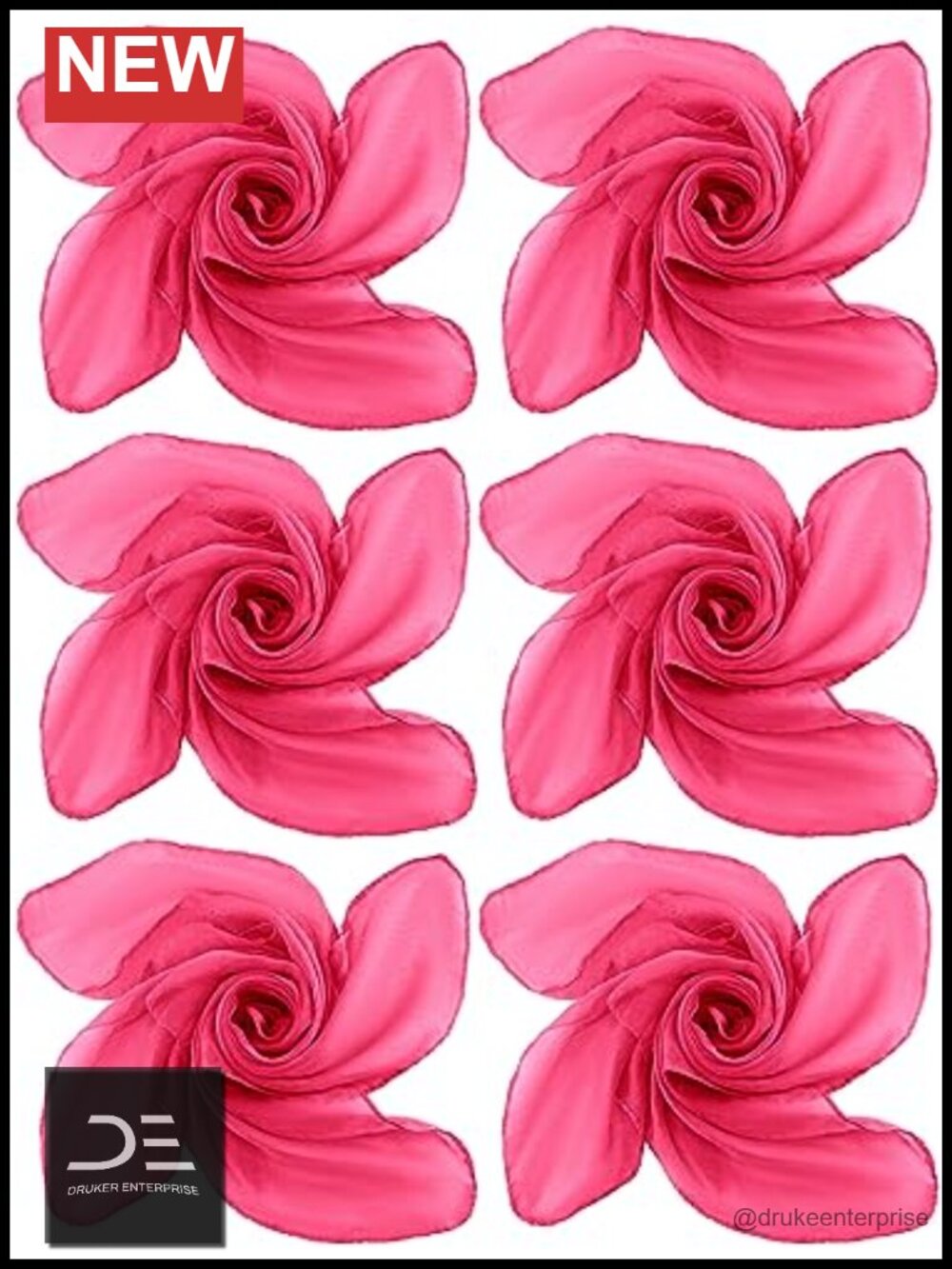 6 Chiffon Scarves Square Soft Polyester Vintage Neck Head Scarf